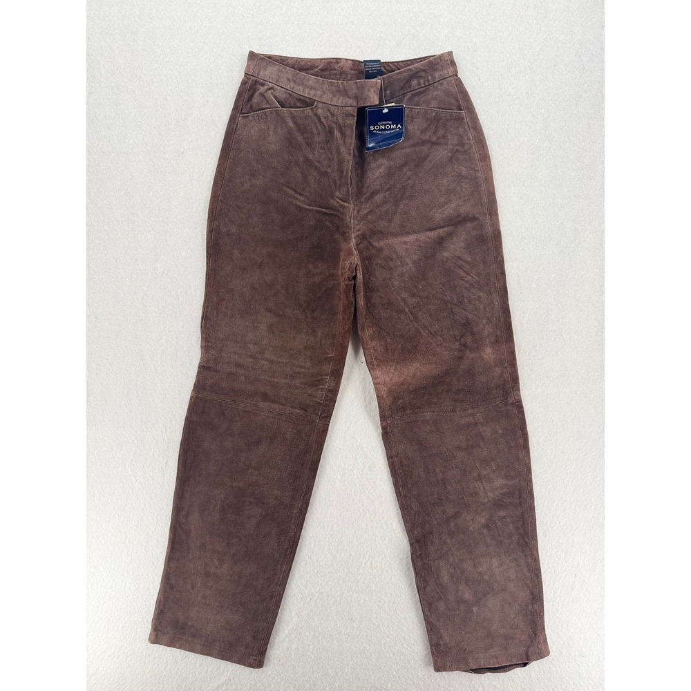 NWT Western‎ Bohemian Festival Womens Brown Suede Leather Pants Straight Leg 8